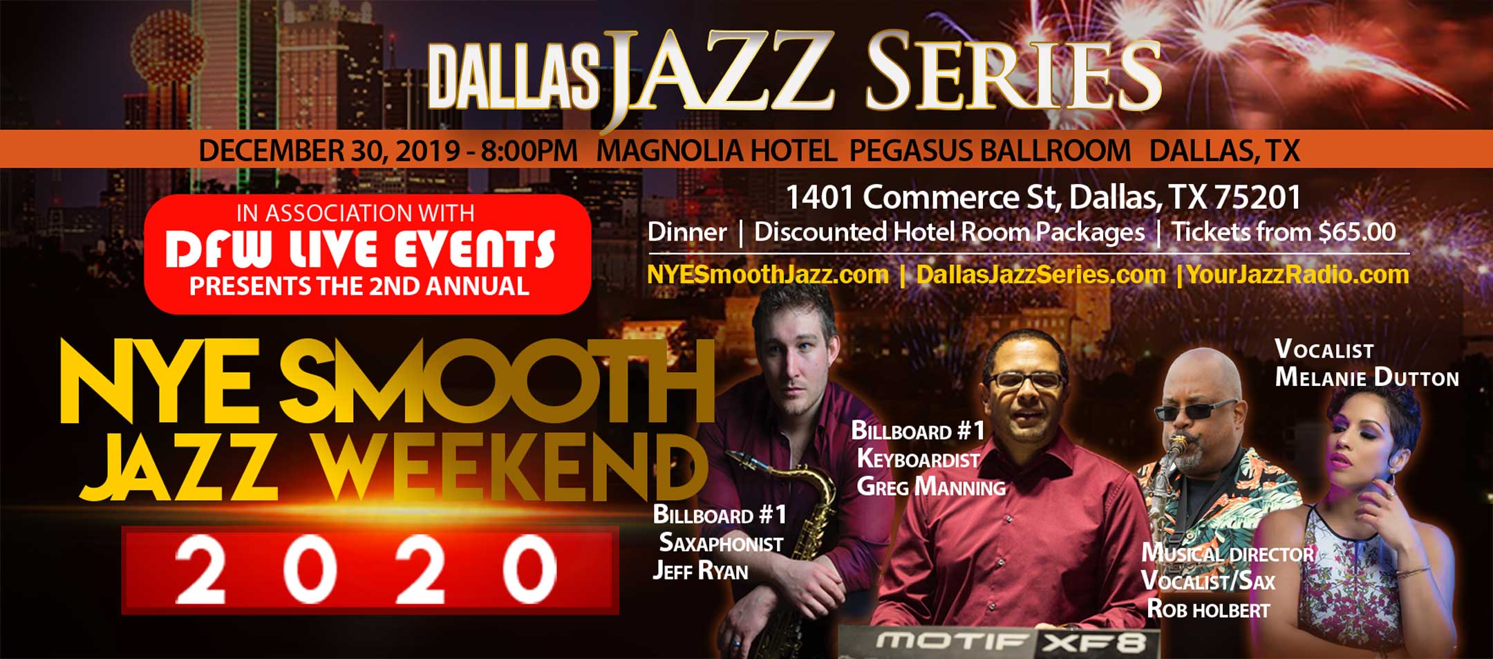 NYE Smooth Jazz Dallas 123019. Greg Manning/Jeff Ryan/Rob Holbert